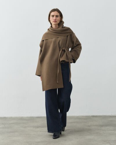 Yün Seyyar Atkılı Kısa Kaban Camel 