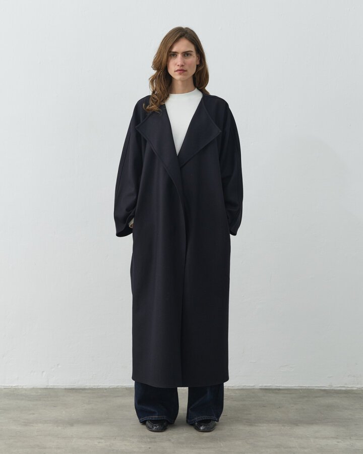 Yün Seyyar Atkılı Uzun Massi Kaban Lacivert - Aybikestil