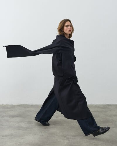 Yün Seyyar Atkılı Uzun Massi Kaban Lacivert - Aybikestil (1)