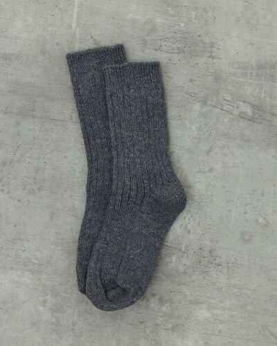 Yünlü Kaşmir Fitilli Çorap Antrasit 