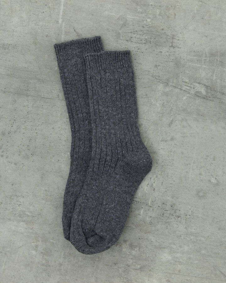 Yünlü Kaşmir Fitilli Çorap Antrasit - 