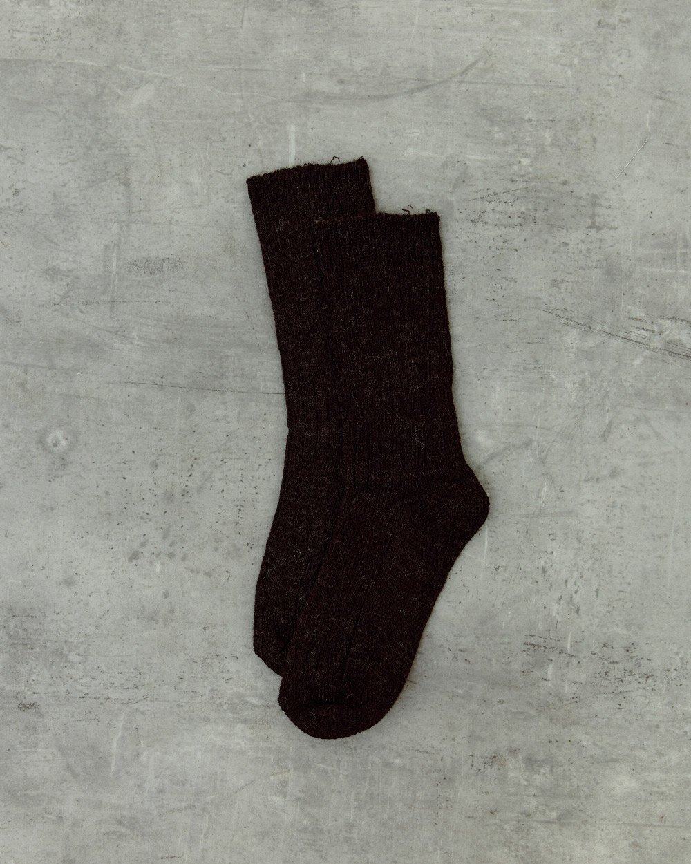 Yünlü Kaşmir Fitilli Çorap Kahverengi - 