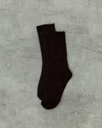Yünlü Kaşmir Fitilli Çorap Kahverengi 