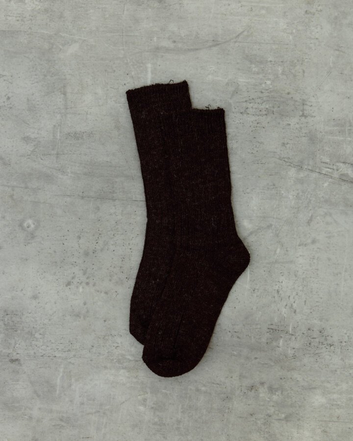 Yünlü Kaşmir Fitilli Çorap Kahverengi