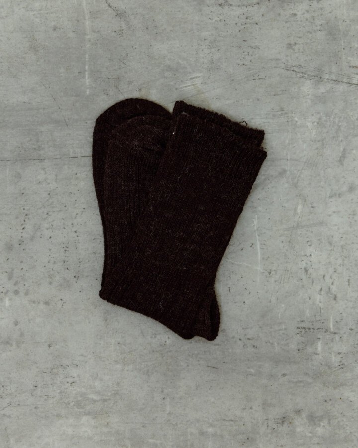 Yünlü Kaşmir Fitilli Çorap Kahverengi - Aybikestil (1)