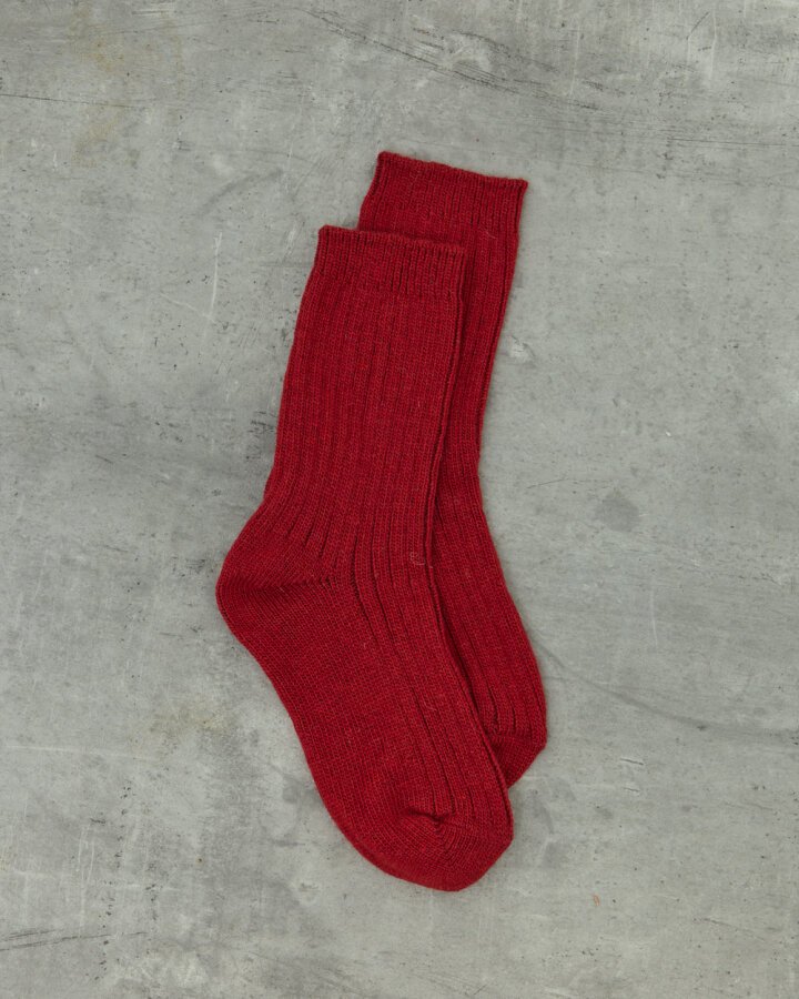 Yünlü Kaşmir Fitilli Çorap Kırmızı - (1)