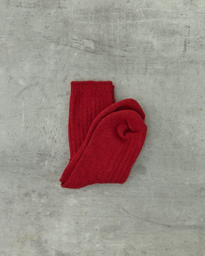 Yünlü Kaşmir Fitilli Çorap Kırmızı - (1)