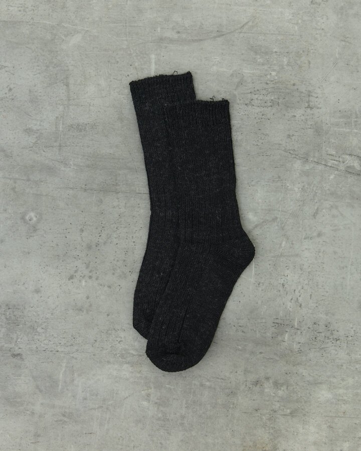 Yünlü Kaşmir Fitilli Çorap Siyah - 